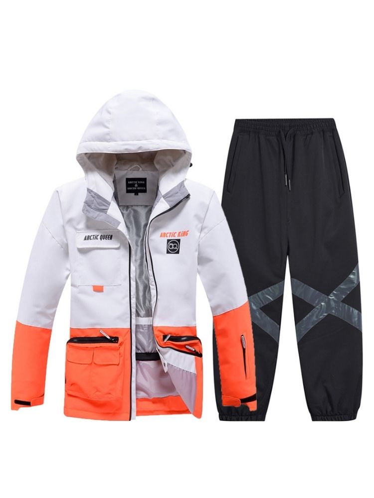 XwXwSeui Men Women Outdoor Insulated Snow Suits-White Series