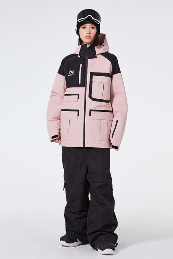 XwXwSeui Womens Mens Insulated Cargo Loose Waterproof Breathable Snow Suits