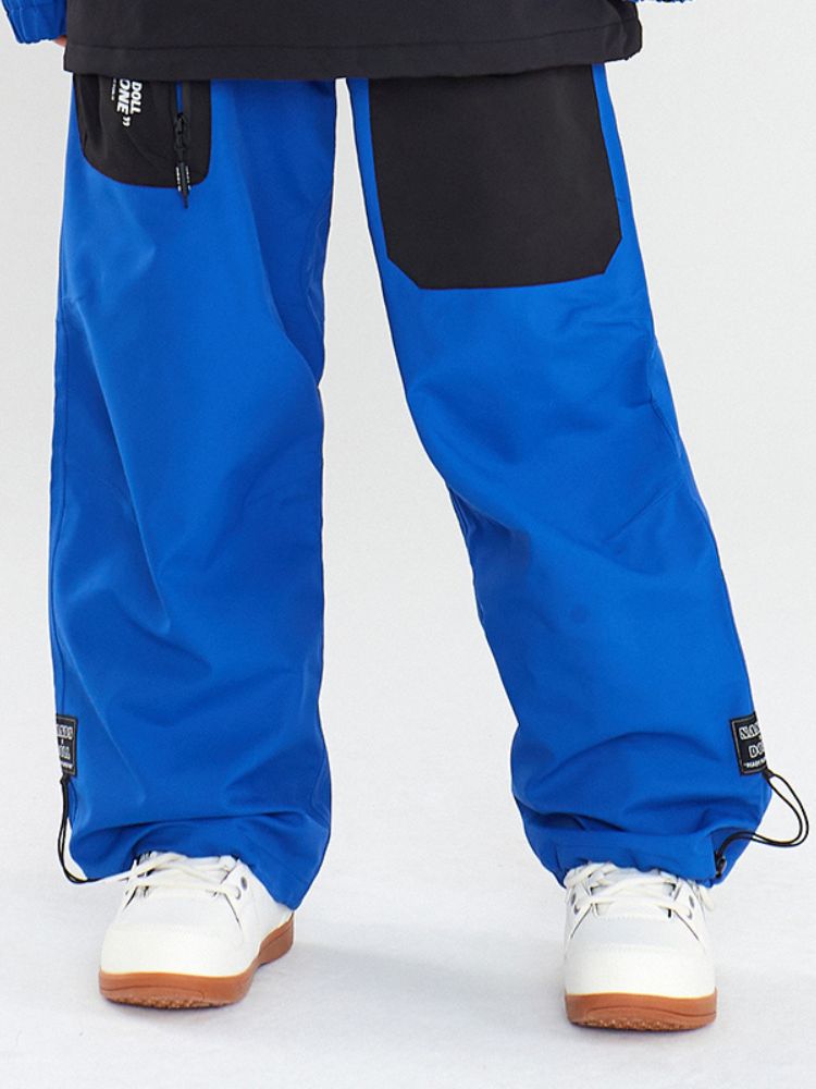 XwXwSeui Men Women Loose Colorblock Ski Pants