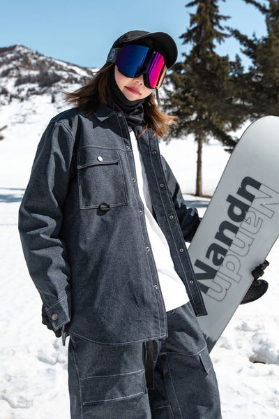 XwXwSeui Men Women Shell  Lapels Waterproof Snow Jacket