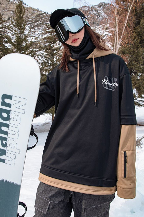 XwXwSeui Men Women Fake Sleeves Pullover Insulated Ski Sweatshirt