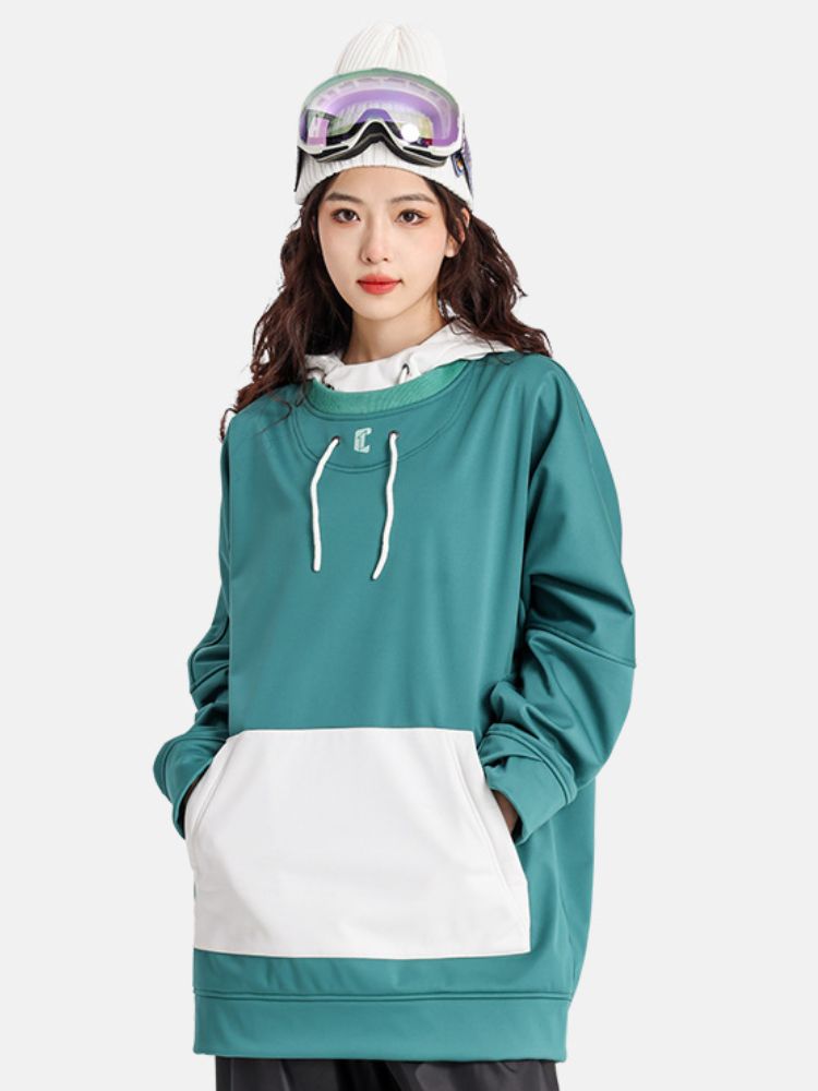 XwXwSeui Men Women Colorblock Hooded Ski Sweatshirt