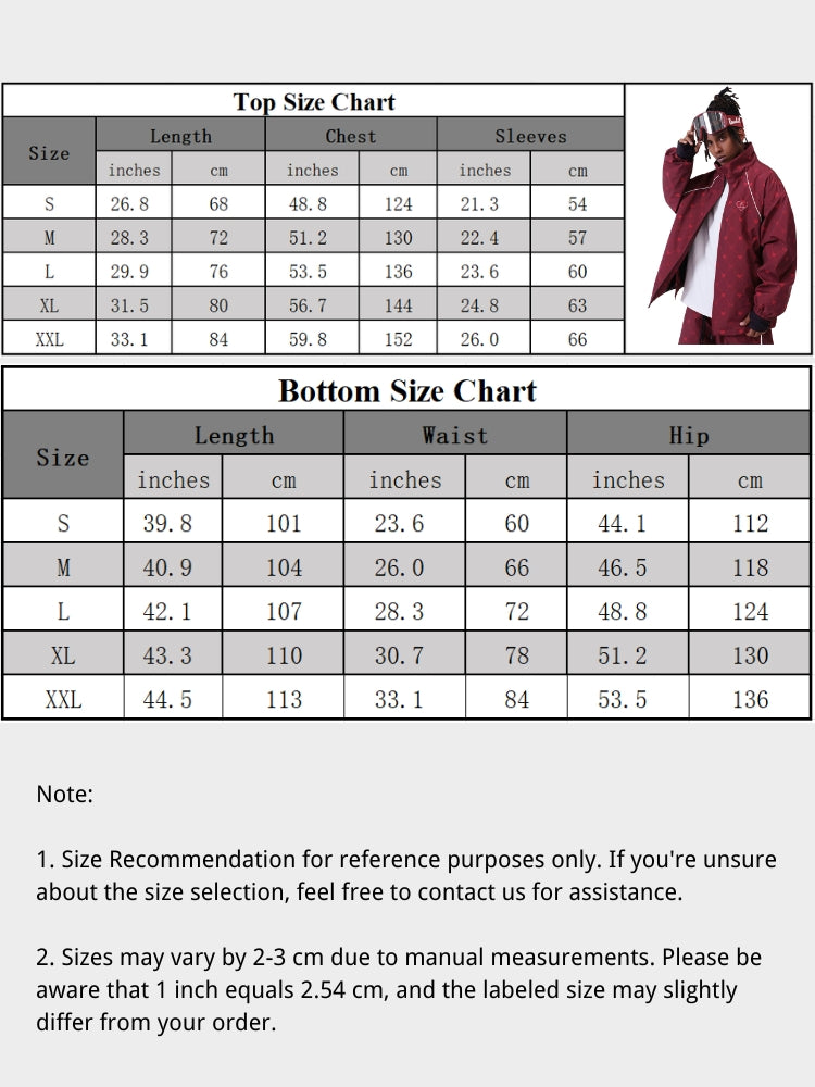 XwXwSeui Women Men Love Fashion Loose Single Double Board Ski Suits