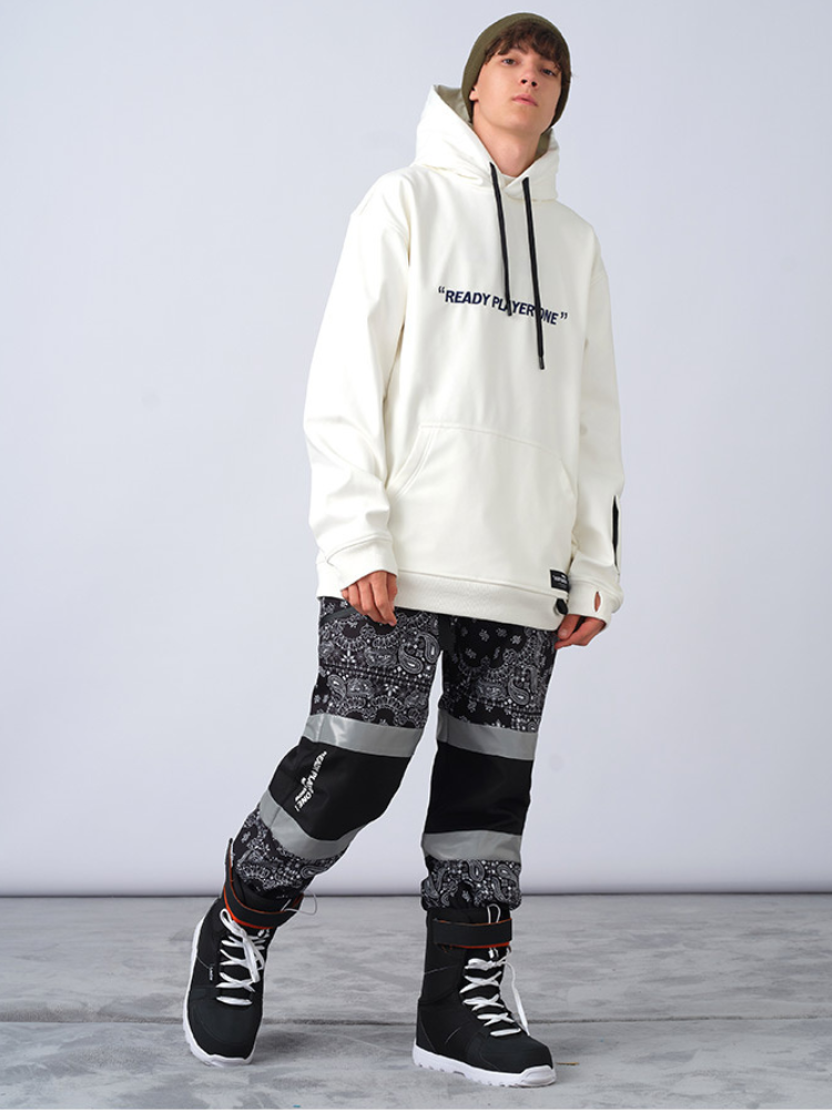 XwXwSeui Men Women Loose Ski Reflective Strip Ski Pants