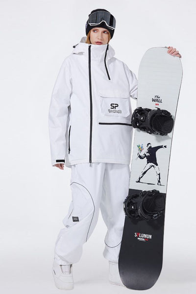 XwXwSeui Men Women Insulated Hooded Double Zipper Waterproof Chic Skiing Suits