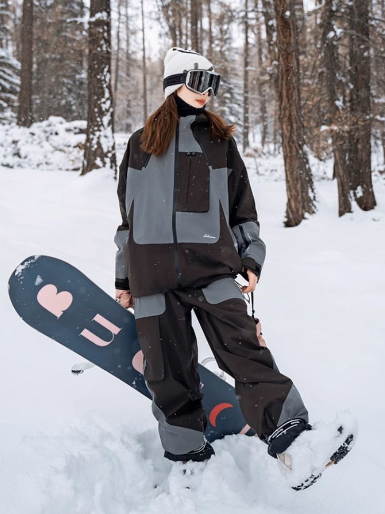 XwXwSeui Men Women 3L Colorblock Ski Pants