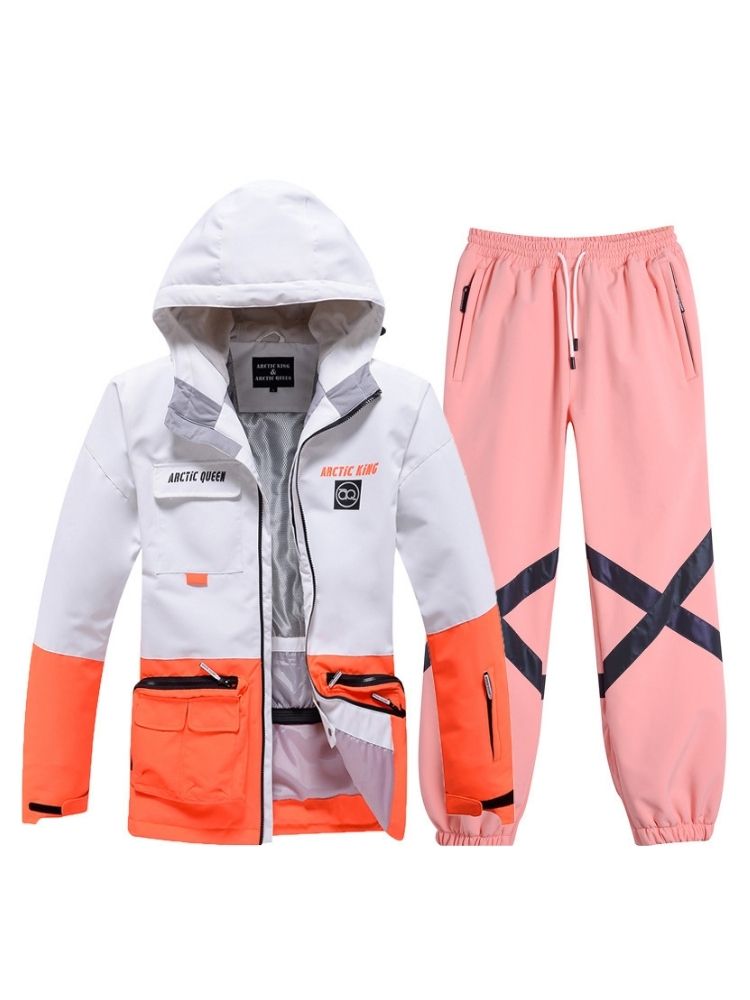 XwXwSeui Men Women Outdoor Insulated Snow Suits-White Series