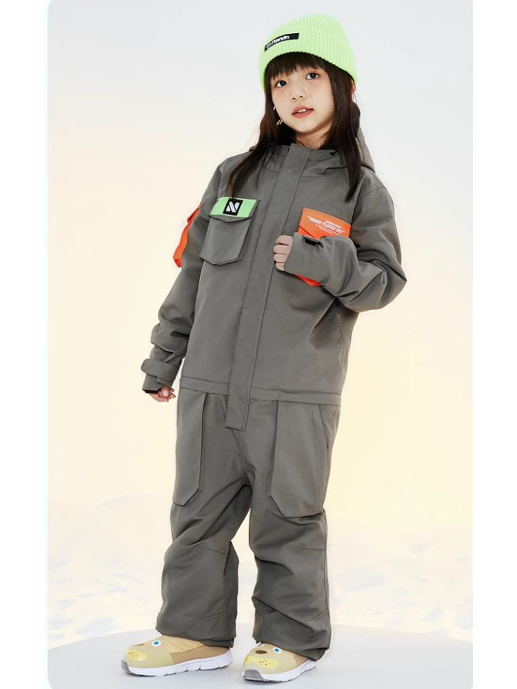 XwXwSeui Kids Insulated Waterproof Hooded Ski Jumpsuit