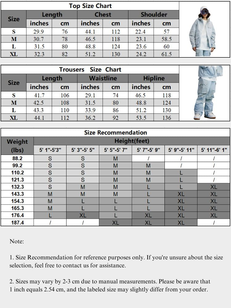 XwXwSeui Men Women 3L Blue Shell Snow Suits