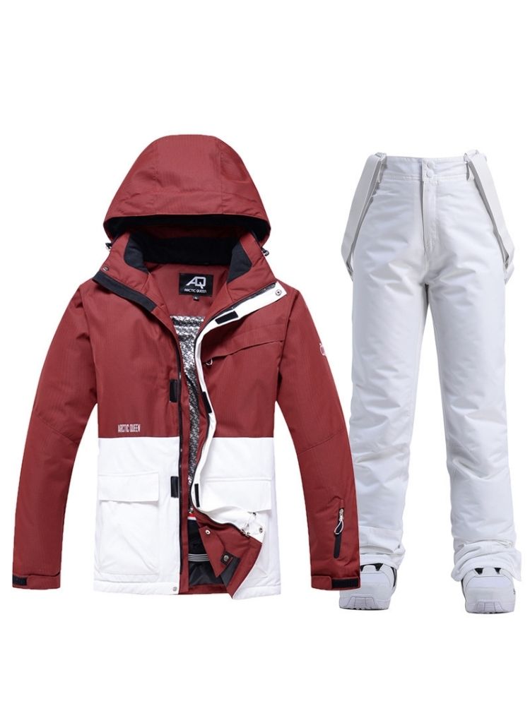 XwXwSeui Men Women Hooded Insulated Snow Suits-Red Series