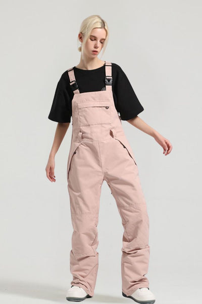 XwXwSeui Men Women Straight Adjustable Solid Waterproof Insulated Snowboard Bibs