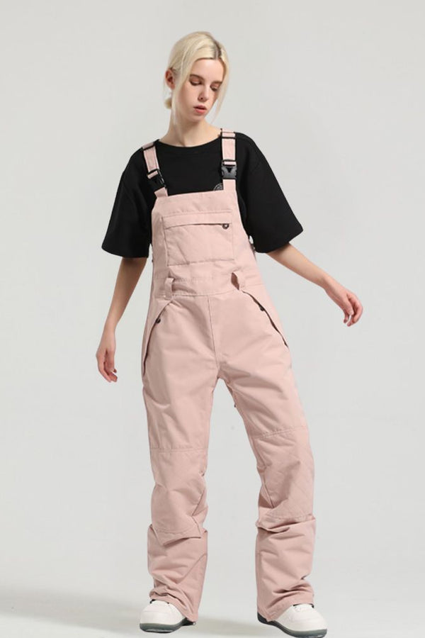 XwXwSeui Men Women Straight Adjustable Solid Waterproof Insulated Snowboard Bibs