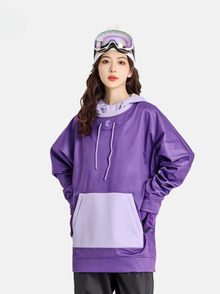 XwXwSeui Men Women Colorblock Hooded Ski Sweatshirt