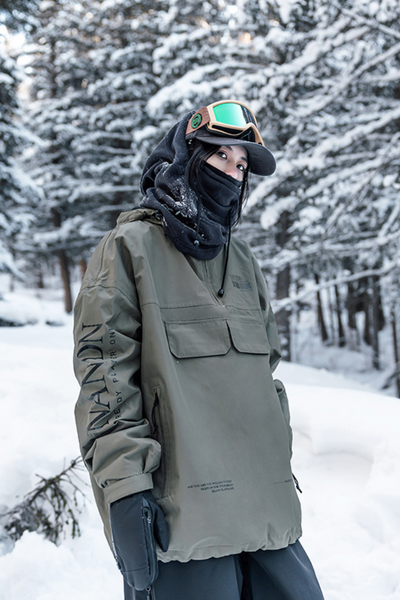 XwXwSeui Men Women Hooded Half-zipper Snow Jacket