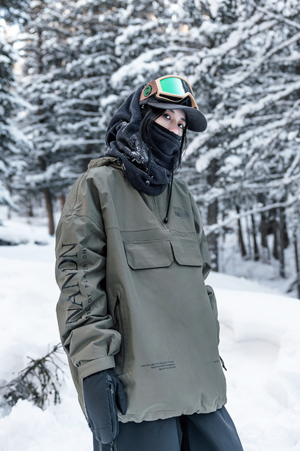 XwXwSeui Men Women Hooded Half-zipper Snow Jacket