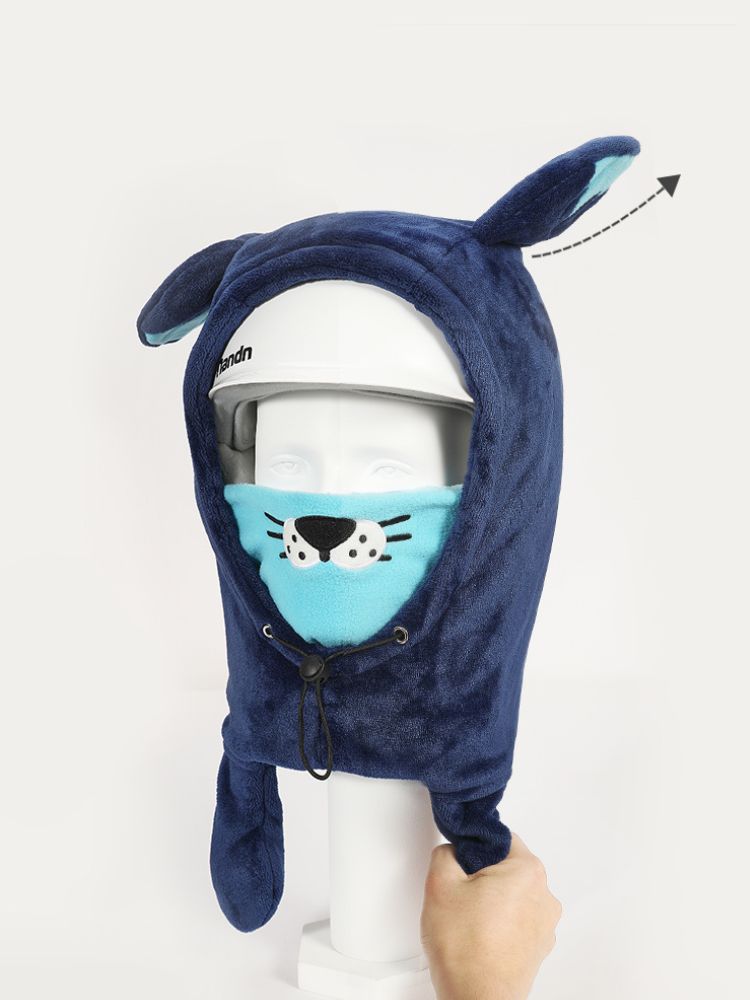 XwXwSeui Kids Plush Jumping Ear Snow Helmet Hood