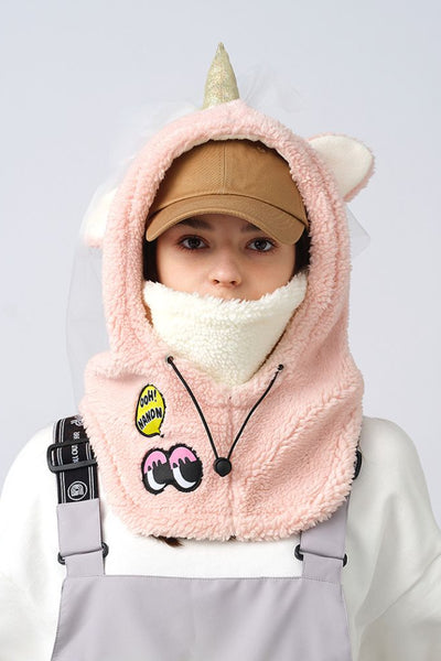 XwXwSeui Men Women Fleeced Animal Snow Helmet Hood