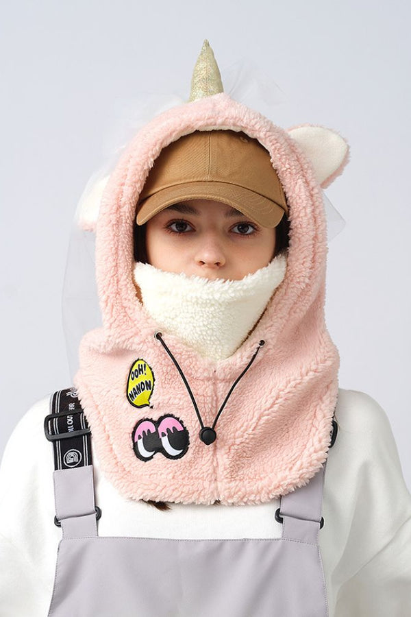 XwXwSeui Men Women Fleeced Animal Snow Helmet Hood