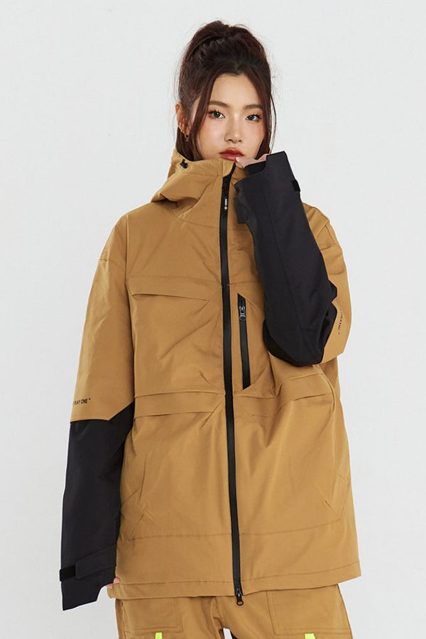 XwXwSeui Men Women Colorblock Insulated Snow Jacket