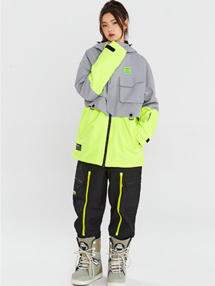 XwXwSeui Men Women  Insulated Colorbloc  Hood Snow Jacket