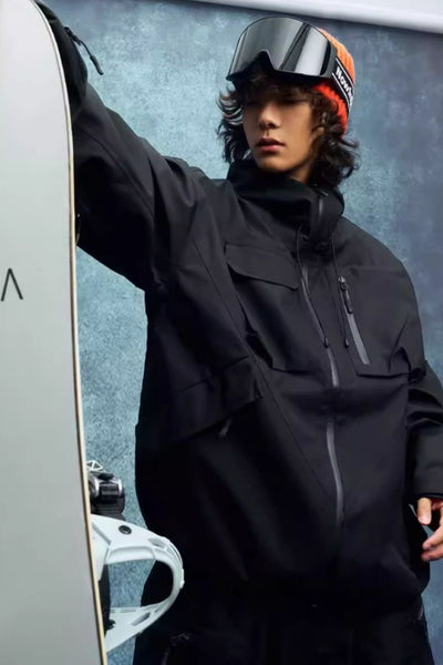 XwXwSeui Men Women 3L Colorblock Shell Snow Jacket