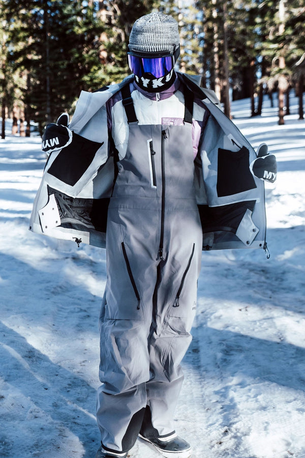 XwXwSeui Women Men Shell 3L Waterproof Zipper Solid Breathable Snow Bibs