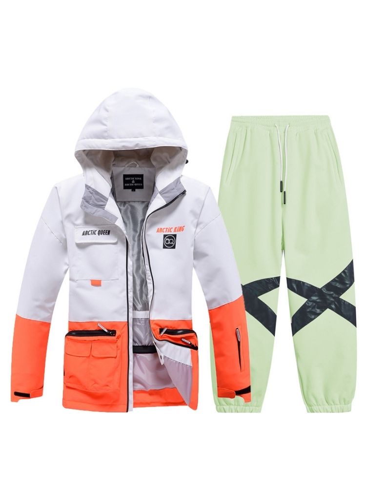 XwXwSeui Men Women Outdoor Insulated Snow Suits-White Series