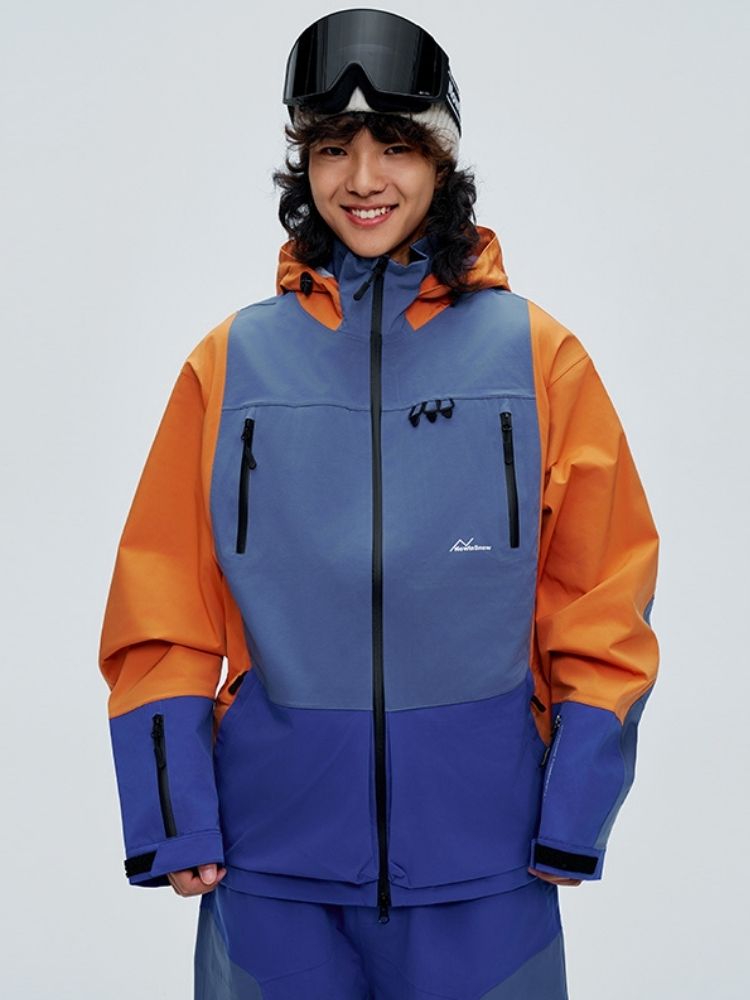 XwXwSeui Men Women Colorblock Shell Snow Jacket