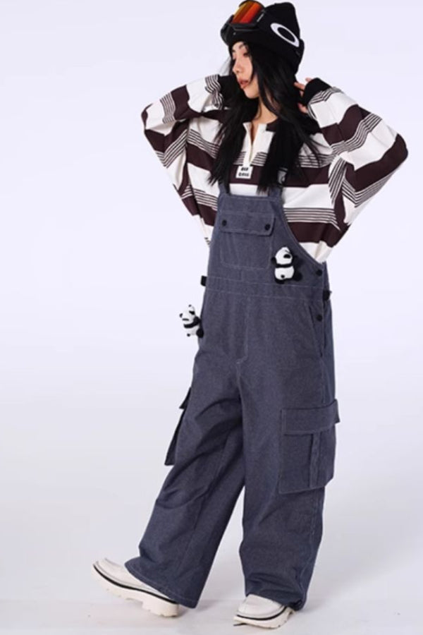 XwXwSeui Velvet Men's Women's Fashion Waterproof Loose Single Board Double Board Ski Suits