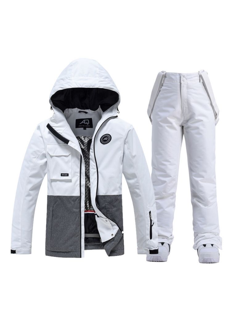 XwXwSeui Men Women Hiker Windproof Snow Suits-White Series