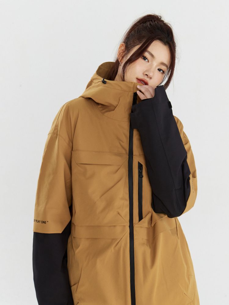 XwXwSeui Men Women Colorblock Insulated Snow Jacket