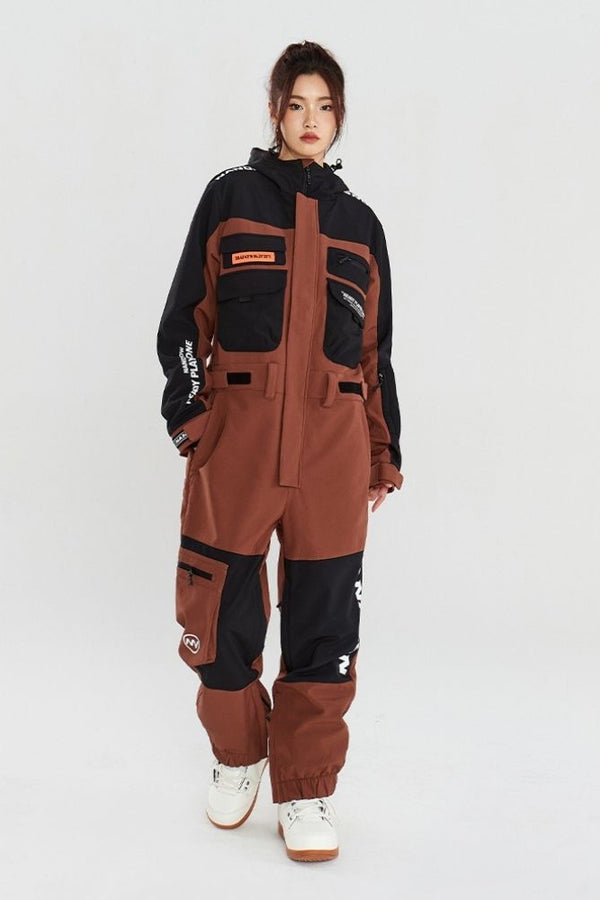 XwXwSeui Men Women Insulated Hood Windproof Ski Jumpsuit