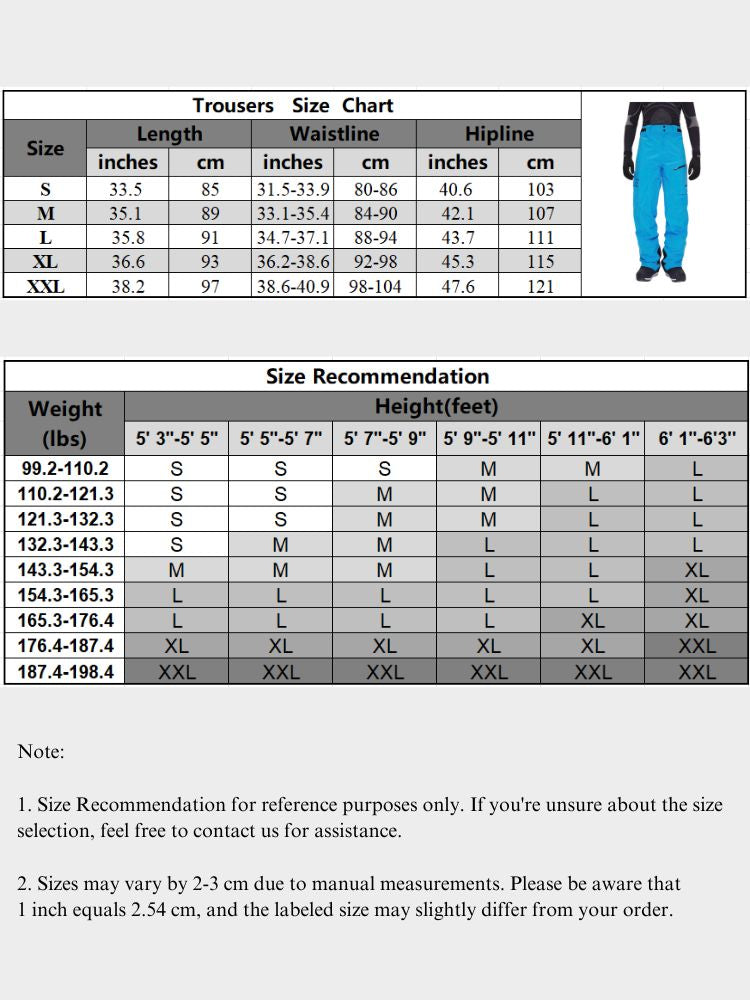 XwXwSeui Men Women 3L Waterproof Shell Ski Pants