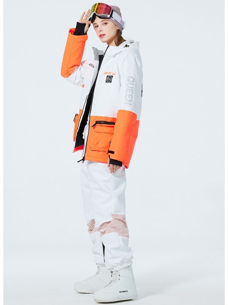 XwXwSeui Men Women Windproof Insulated Snow Suits-White Series