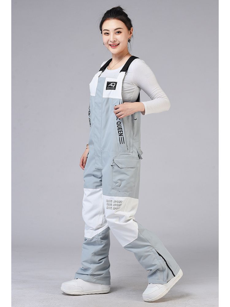 XwXwSeui Men Women Colorblock Shell Snow Bibs