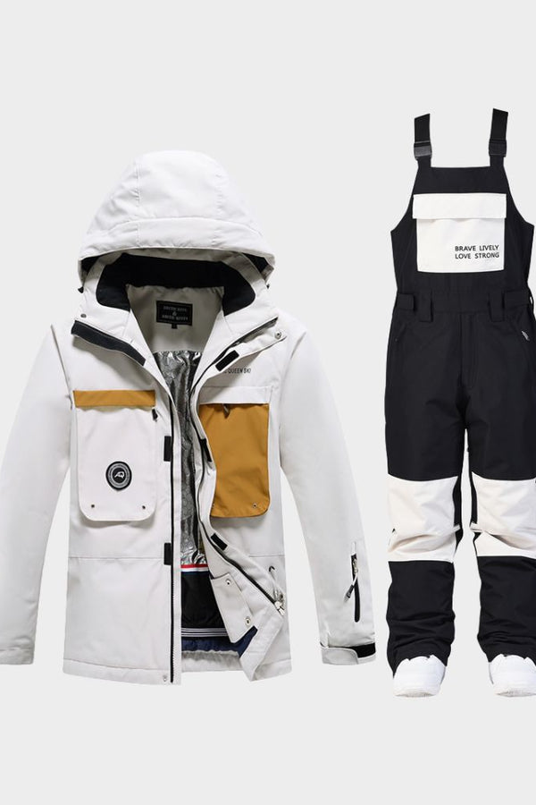 XwXwSeui Men Women Outdoor Windproof Snow Suits-Black Series