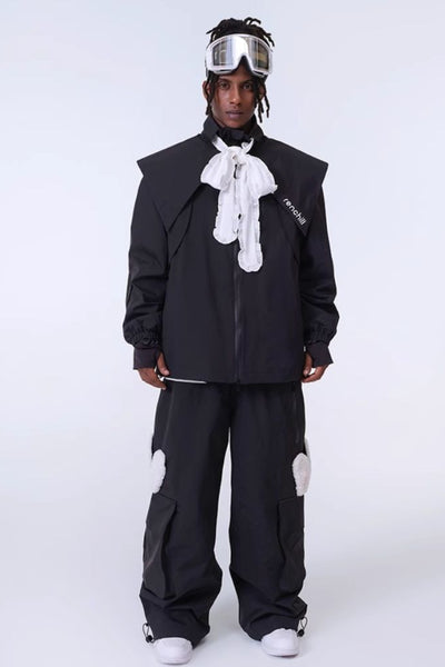 XwXwSeui Men's Women's Waterproof Single Double Board Rabbit Ears Loose Fashionable Ski Suits