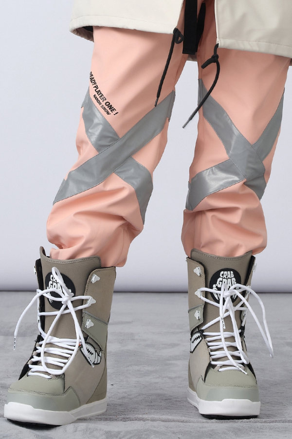 XwXwSeui Men Women Loose Ski Reflective Strip Ski Pants