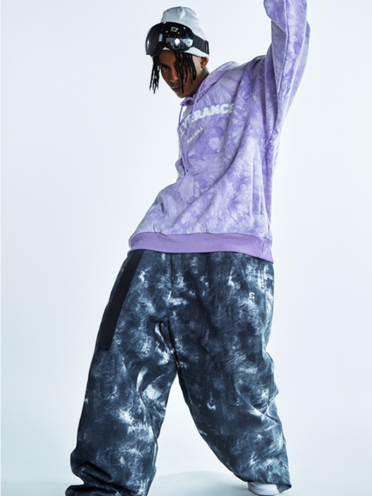 XwXwSeui Men Women Tie-Dyed Super Baggy Pants Trendy Hip Hop Ski Pants