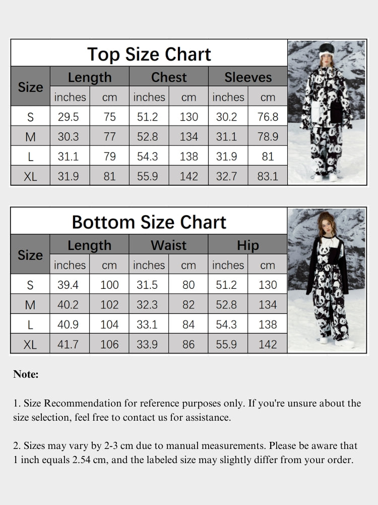 XwXwSeui Men Women Panda Printed Snow Suits