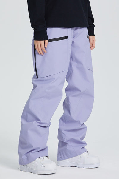 XwXwSeui Mens Womens Fleeced Loose  Waterproof Outdoor Zipper Snow Pants