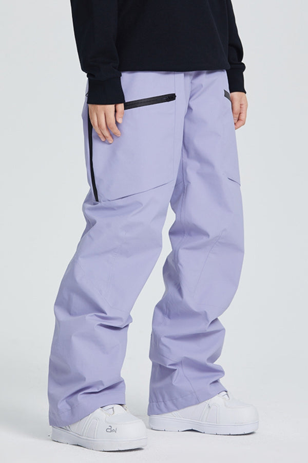 XwXwSeui Mens Womens Fleeced Loose  Waterproof Outdoor Zipper Snow Pants