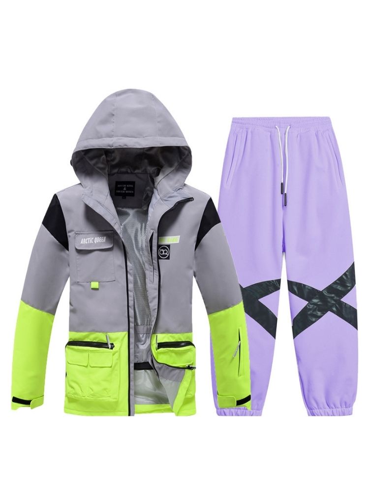 XwXwSeui Men Women Outdoor Insulated Snow Suits-Green Series