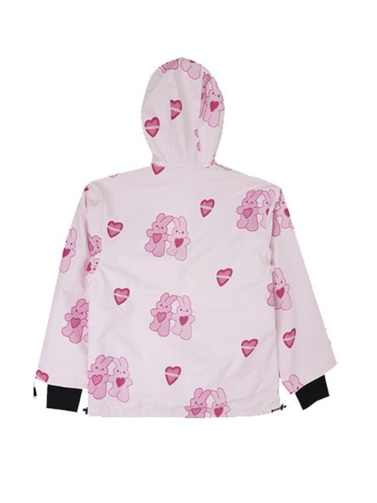 XwXwSeui Men Women Fleeced Pink Rabbit Ski Suits