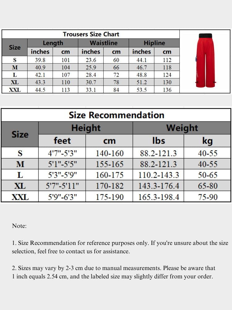 XwXwSeui Women Men Red Loose Fashion Single Double Board Hip Hop Style Ski Pants