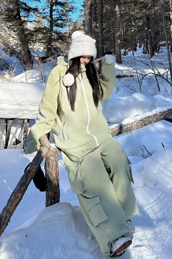 XwXwSeui Men and Women Patchwork Insulated Waterproof Hood Snowboard Suits