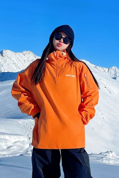XwXwSeui Men and Women Orange Bear Warm Waterproof Breathable Ski Hoodie