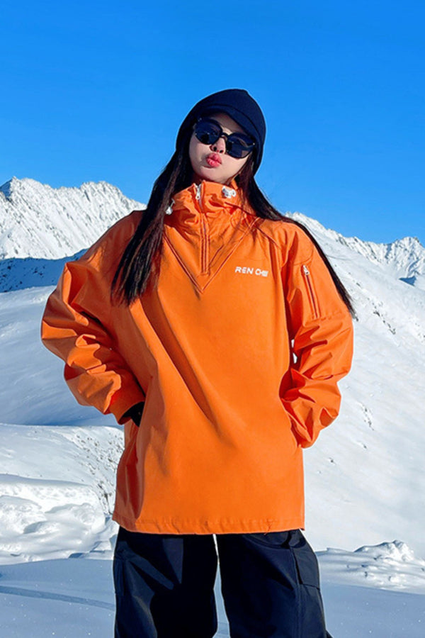 XwXwSeui Men and Women Orange Bear Warm Waterproof Breathable Ski Hoodie
