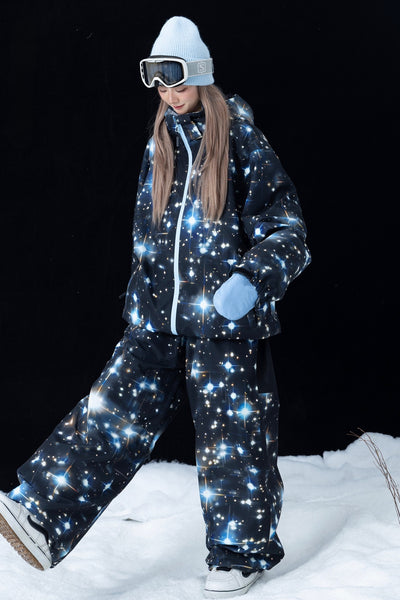 Molocoster 3L Starry Sky Insulated Ski Suit for Unisex