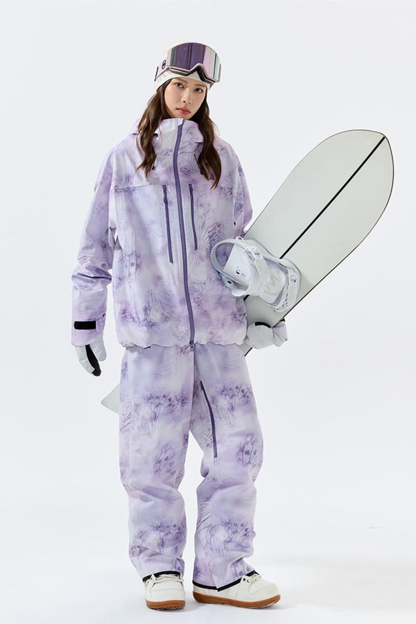 NANEND Purple Butterfly Print Shell Snow Suits for Women